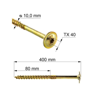 Vrut konstrukční  s talířovou hlavou TX 10X400 (25ks/bal.)